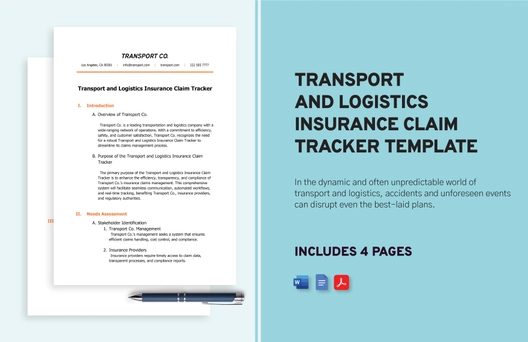 Transport and Logistics Insurance Claim Tracker Template