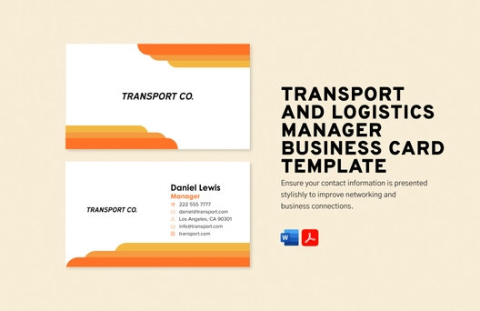 Transport and Logistics Manager Business Card Template