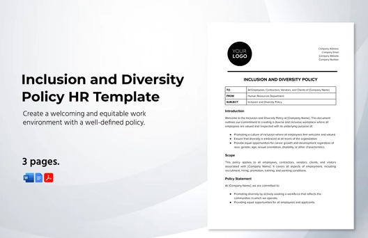 Inclusion and Diversity Policy HR Template