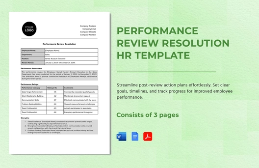 Performance Review Resolution HR Template