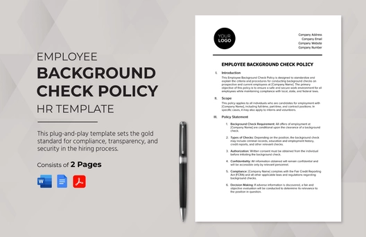 Employee Background Check Policy HR Template