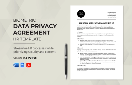 Biometric Data Privacy Agreement HR Template Biometric Data Privacy Agreement HR Template