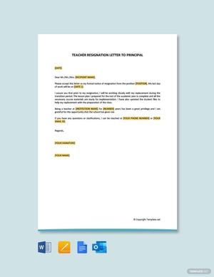 Teacher Resignation Letter To Principal