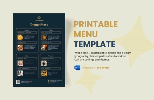 Printable Menu Template