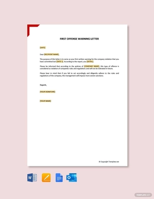 First Offence Warning Letter