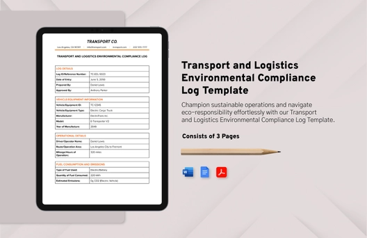 Transport and Logistics Environmental Compliance Log Template