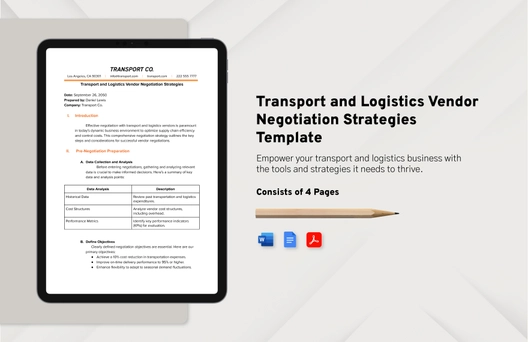 Transport and Logistics Vendor Negotiation Strategies Template Transport and Logistics Vendor Negotiation Strategies Template