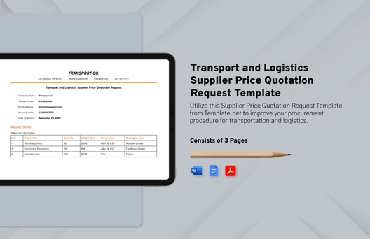 Transport and Logistics Supplier Price Quotation Request Template