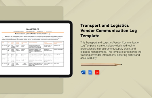 Transport and Logistics Vendor Communication Log Template