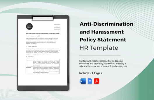 Anti-Discrimination and Harassment Policy Statement HR Template