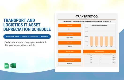 Transport and Logistics IT Asset Depreciation Schedule Template Transport and Logistics IT Asset Depreciation Schedule Template
