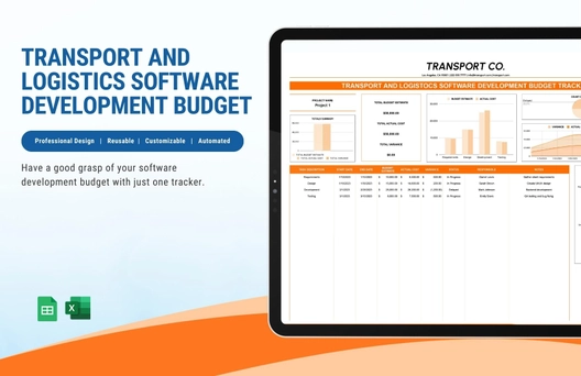 Transport and Logistics Software Development Budget Tracker Template