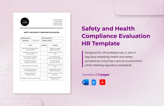 Safety and Health Compliance Evaluation HR Template