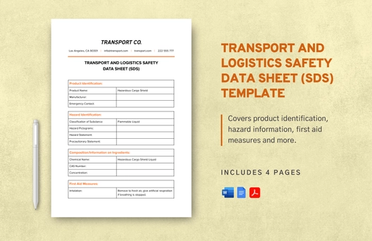 Transport and Logistics Safety Data Sheet (SDS) Template