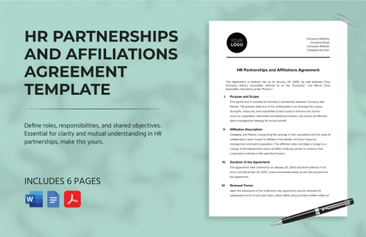 HR Partnerships and Affiliations Agreement Template