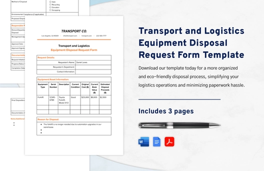 Transport and Logistics Equipment Disposal Request Form Template Transport and Logistics Equipment Disposal Request Form Template