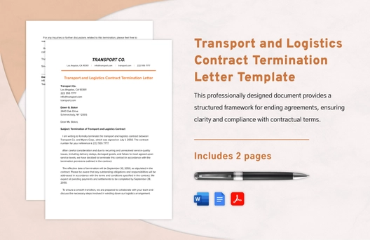 Transport and Logistics Contract Termination Letter Template