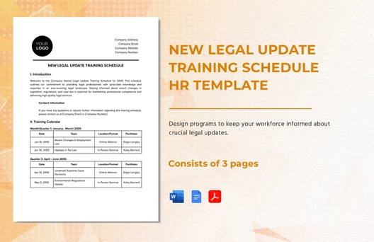 New Legal Update Training Schedule HR Template