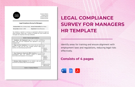 Legal Compliance Survey for Managers HR Template