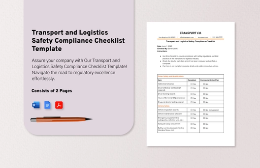 Transport and Logistics Safety Compliance Checklist Template