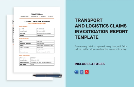 Transport and Logistics Claims Investigation Report Template Transport and Logistics Claims Investigation Report Template