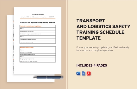 Transport and Logistics Safety Training Schedule Template