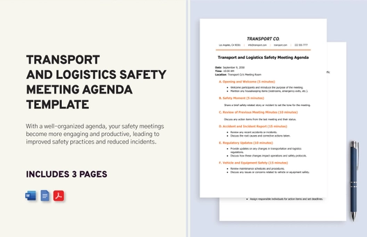 Transport and Logistics Safety Meeting Agenda Template Transport and Logistics Safety Meeting Agenda Template