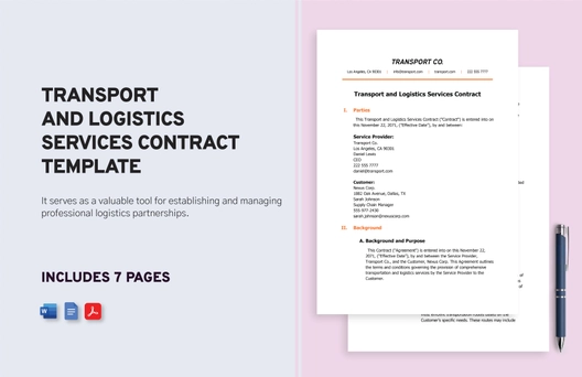 Transport and Logistics Services Contract Template