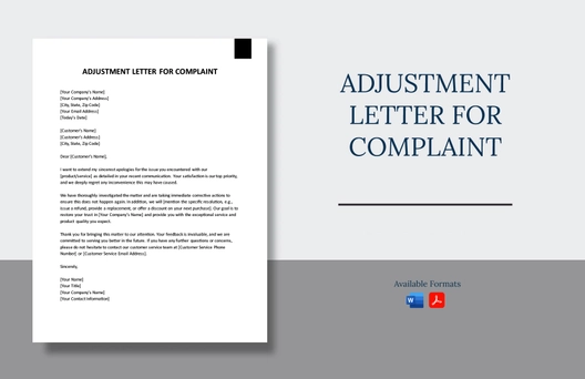 Adjustment Letter For Complaint