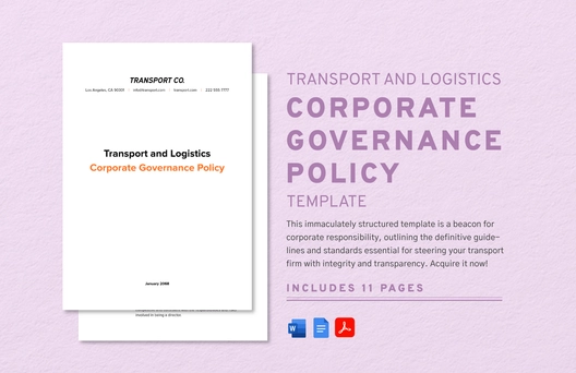 Transport and Logistics Corporate Governance Policy Template