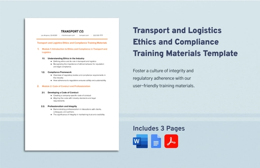 Transport and Logistics Ethics and Compliance Training Materials Template