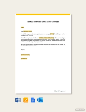 Formal Complaint Letter About Manager