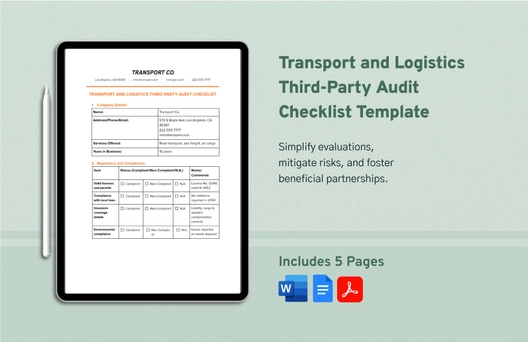 Transport and Logistics Third-Party Audit Checklist Template