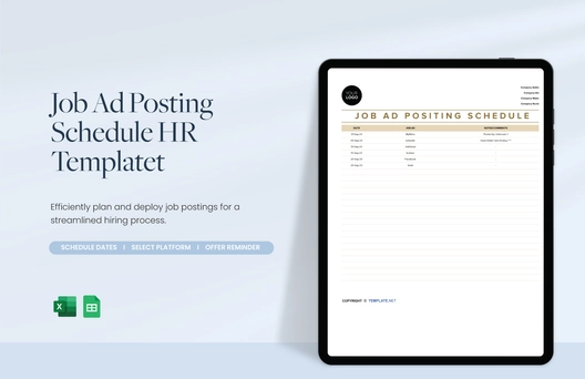 Job Ad Posting Schedule HR Template