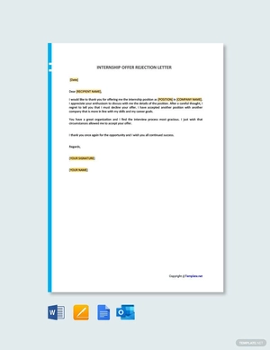 Internship Offer Rejection Letter