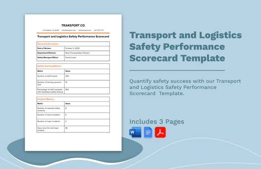 Transport and Logistics Safety Performance Scorecard Template