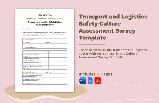 Transport and Logistics Safety Culture Assessment Survey Template