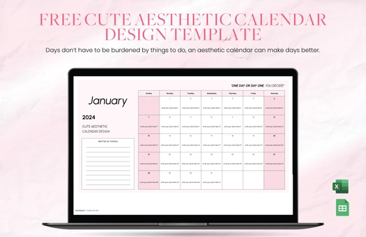 Cute Aesthetic Calendar Design Template