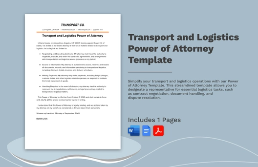 Transport and Logistics Power of Attorney Template