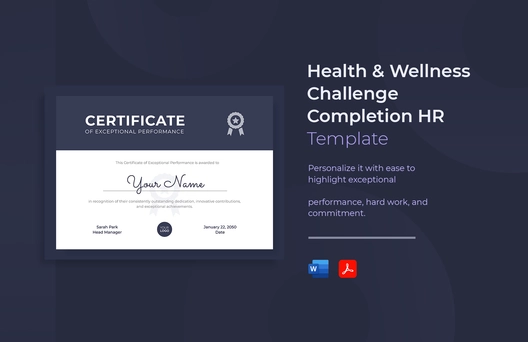 Certificate of Exceptional Performance HR Template