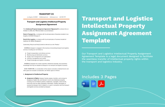 Transport and Logistics Intellectual Property Assignment Agreement Template