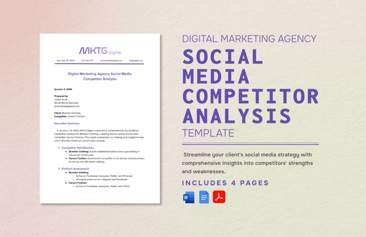 Digital Marketing Agency Social Media Competitor Analysis Template