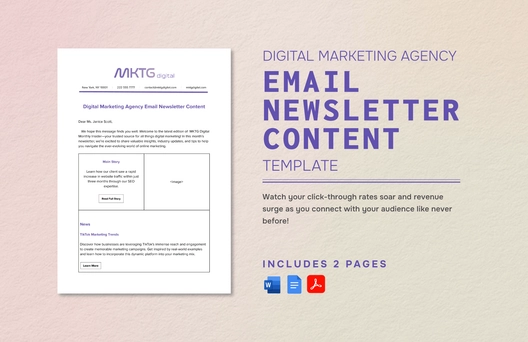 Digital Marketing Agency Email Newsletter Content Template