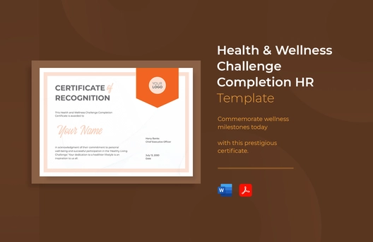 Health and Wellness Challenge Completion HR Template