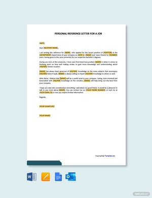 Personal Reference Letter For a Job