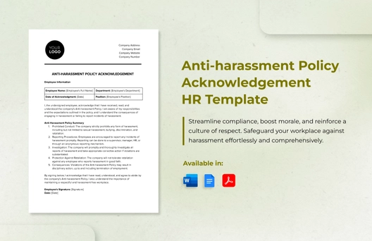 Anti-harassment Policy Acknowledgment HR Template