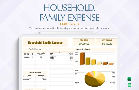Household, Family Expense Template