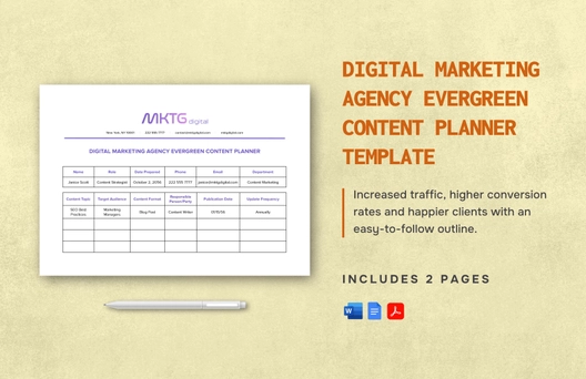 Digital Marketing Agency Evergreen Content Planner Template