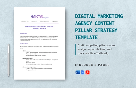 Digital Marketing Agency Content Pillar Strategy Template