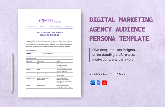 Digital Marketing Agency Audience Persona Template